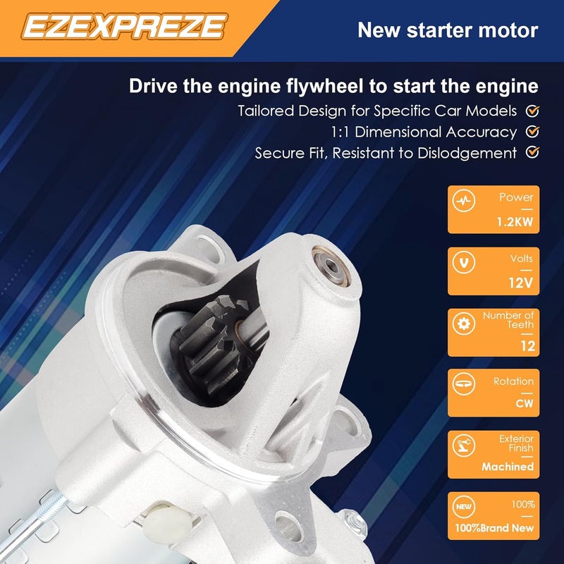 E EZEXPREZE محرك بدء تشغيل بديل Ezexpreze 19247 لسيارات فورد F150 5.0 من 2014 إلى 2017، F150 6.2، F250 F350 6.2 من 2013 إلى 2019، E350 من 2013 إلى 2019، إكسبيديشن E150 E250 لينكولن نافيجيتور، F450 F550 F59 F53 6.8 V8 V10 من 2013 إلى 2019 - Image 3